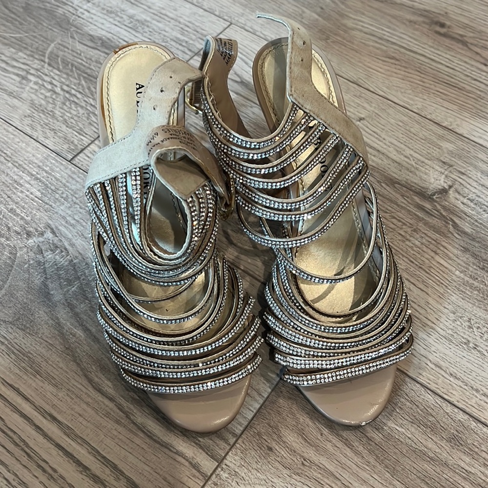 Rhinestone heels worn once. Size 6.5